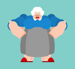 Angry old teacher. Disgruntled old wife. vector illustration For September 1