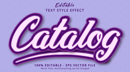 Editable text effect, Catalog text on purple color combination effect