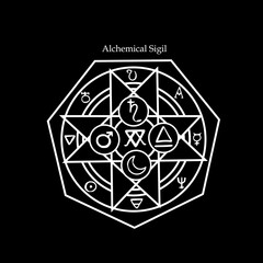 magical alchemical seal with patterns and alchemical symbols