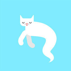 Ghost cat isolated. Pet phantom vector illustration