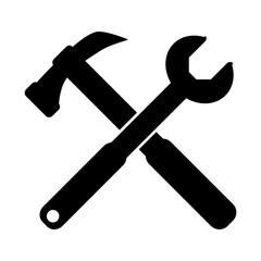 Tool line icon set symbol vector on white background. 
Hummer icon conception with spanner icon, tools icon.