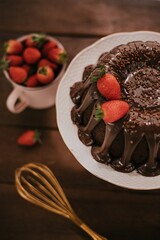 chocolate cake with strawberries