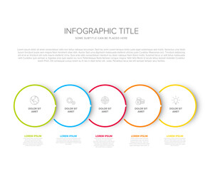 Minimalistic five steps elements template with circles