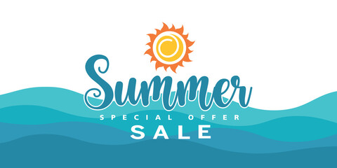 Summer sale special offer banner background.