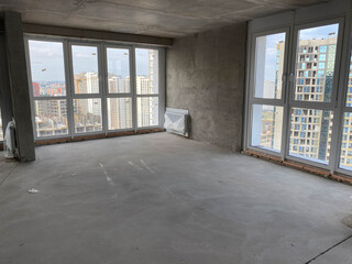 empty apartment in a new building without repair