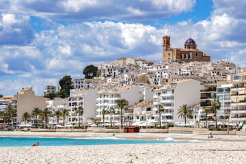 ALTEA, SPAIN - JUNE 15, 2021: Altea town with white houses, turquoise sea and panoramic views