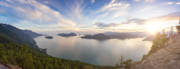 Tunnel Bluffs Hike, in Howe Sound, North of Vancouver, British Columbia, Canada. Panoramic Canadian...