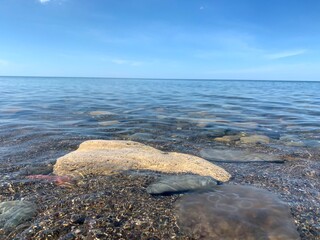 
stones sea shore squirt water the black sea summer Russia stay summer vacation coastline rocky beach