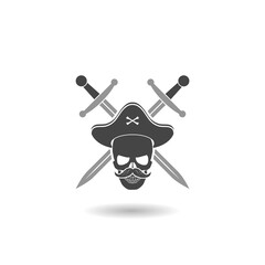 Simple pirate icon with shadow