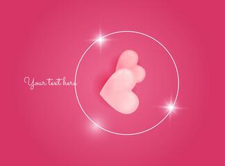 Valentines day square frame with 3d hearts
