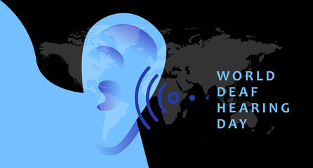 World deaf hearing day background vector illustration. Ear and sound. Hearing problems