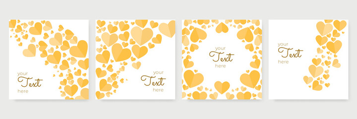 Set of Valentine's day Balloon with confetti Vector illustration. Gold, yellow white flying hearts isolated on transparent background. Vector illustration. Paper cut decorations for Valentine's day