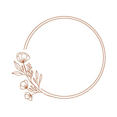 Romantic floral circle frame. Hand drawn design elements. Vector isolated illustration. - 445463930
