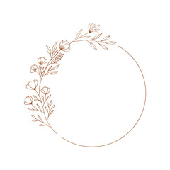 Wedding invitation template. Elegant floral round frame. Vector botanical illustration. - 445463951