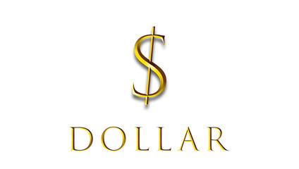 Symbol of Dollar in Golden color. Vector illustration. Golden dollar symbol isolated on white background. Having some space Text.