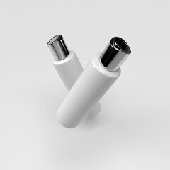 cosmetic bottle mockup with flip top. 3d illustration
