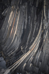 Studlagil canyon snowed from aerial view