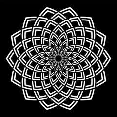 Abstract circle white pattern on black background.