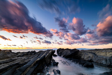 View of the sunset sky over the sea from Miura Peninsula, Japan