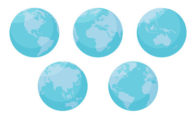 World map in the shape of a globe. Set of globes on a white background. Earth. Flat vector
