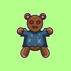 Teddy bear doll halloween edition cute vector