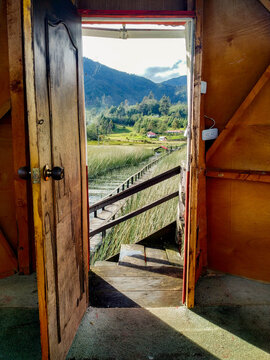 wooden door in the lake La Cocha, Nariño - Colombia