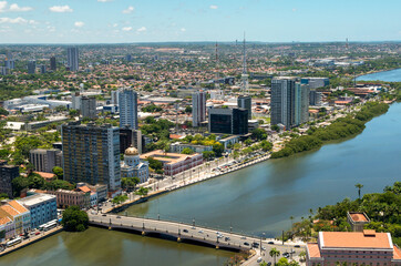 Fototapeta na wymiar Recife, Pernambuco, Brazil on March 10, 2010. Downtown with the Capibaribe River highlighted.