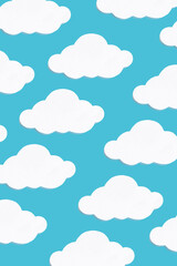 White clouds pattern on a blue sky backgruond. Minimal trendy concept.