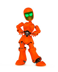 robot girl is waiting in white background