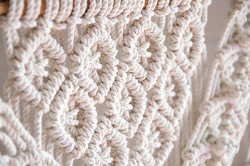 Handmade macrame 100 cotton wall decoration with wooden stick.