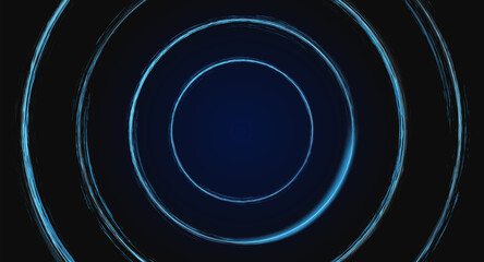 Abstract background with blue circles and luminous. Space for text. Vector background.