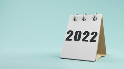 2022 on  paper desk  calendar  3d rendering