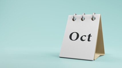 Oct on  paper desk  calendar  3d rendering