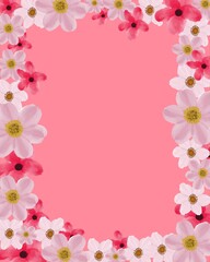  pink background with pink bloom flower border