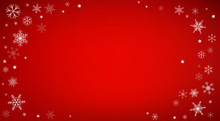 Naklejka na ściany i meble Red Christmas background with snowflakes. Holiday art. Winter design. Vector illustration.