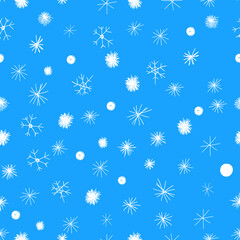 Fototapeta na wymiar Snow flake seamless pattern. Christmas background. Winter design. Vector illustration.