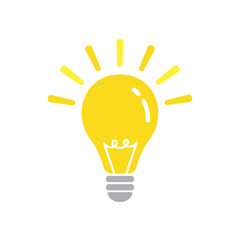 Lightbulb isolated on white background. Flat lamp art. Idea concept. Vector illustration.