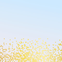 Fototapeta na wymiar Light blue background with gold sparkles. Holiday design template. Glamour art. Vector illustration.