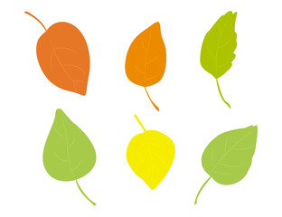 Fototapeta na wymiar Autumn leaves isolated on white background. Nature objects in cartoon style. September foliage. Vector illustration.