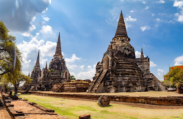 Wat Phra Si Sanphet in Phra Nakhon Si Ayutthaya, Historic City of Ayutthaya, empty during covid, Thailand