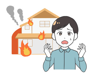 火災　2階建て　男性