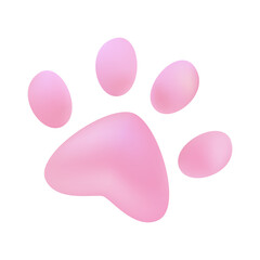 Pink paw isolated on white background. Animal footprint. Funny shape