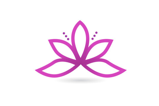 Logo beautiful pink lotus flower isolated on white background icon vector image graphic illustration background template