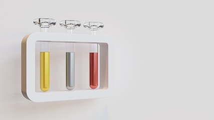 Back to school landing page template with test tube 3d rendering