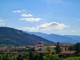 Fototapeta na wymiar Panoramic View of the City of L'Aquila Among the Mountains, Abruzzo, Italy