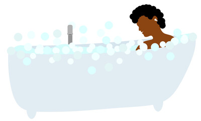 Naklejka premium Afro american woman in bubble bath svg vector illustration