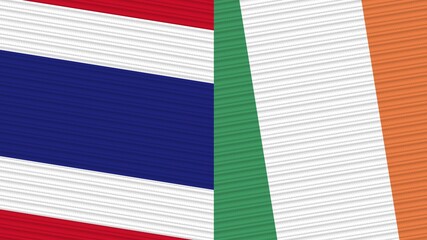 Ireland and Thailand Two Half Flags Together Fabric Texture Illustration