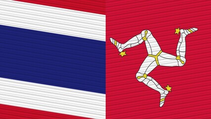 Isle Of Man and Thailand Two Half Flags Together Fabric Texture Illustration