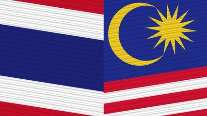 Obraz premium Malaysia and Thailand Two Half Flags Together Fabric Texture Illustration