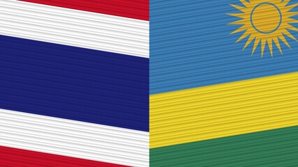 Rwanda and Thailand Two Half Flags Together Fabric Texture Illustration